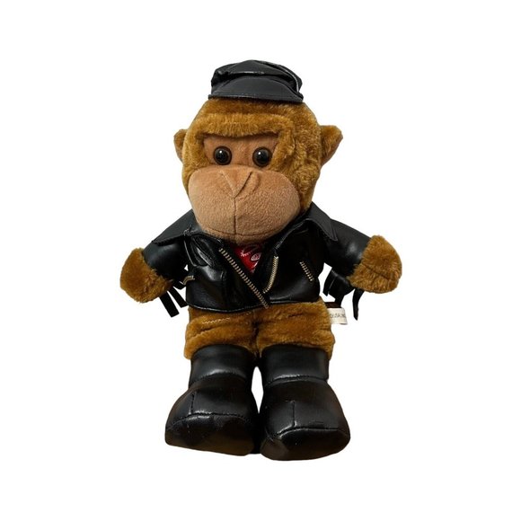 Elko Toys Monkey Plush Wearing Motorcycle Jacket Stuffed Animal
